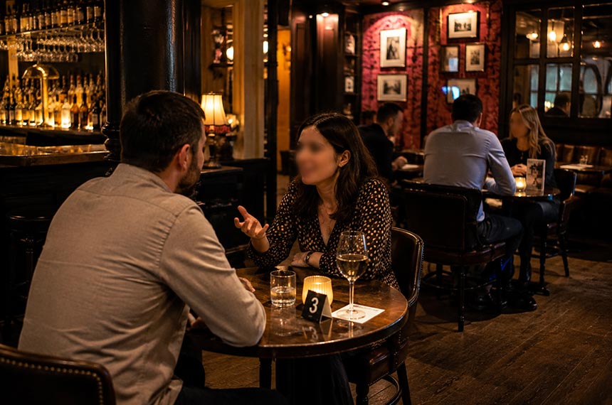 A conversation during a speed dating event